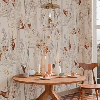 Jelen ze swieca nastrojowa tapeta do wnetrz modern farm house