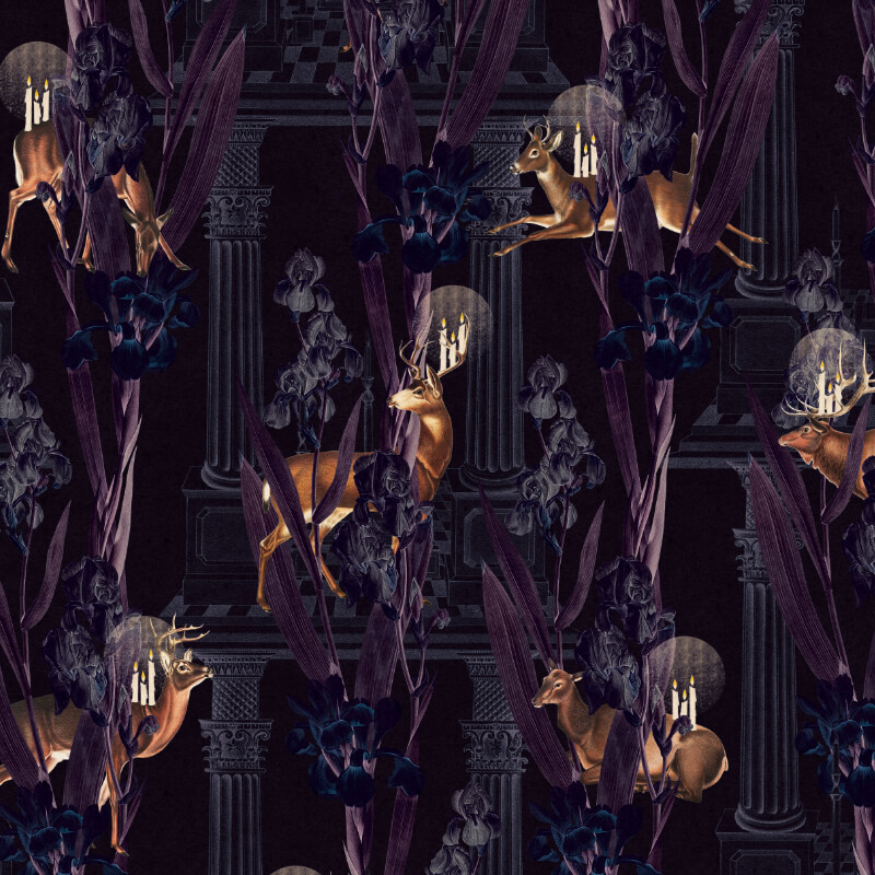 Tapeta ciemno-fioletowa DEER LIGHT By Foxes.