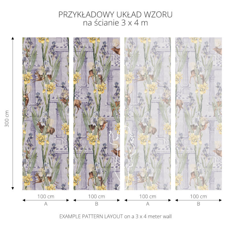 Tapeta fioletowa lawendowa Deer Light By Foxes - wzór.