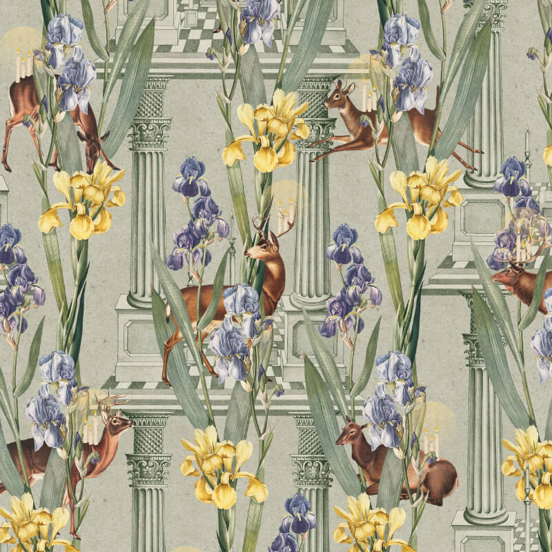 Tapeta miętowa DEER LIGHT By Foxes.