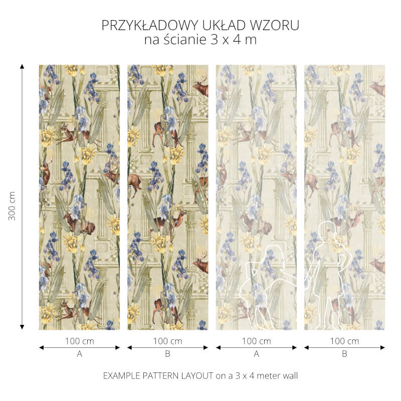 Tapeta oliwkowa Deer Light By Foxes - wzór.