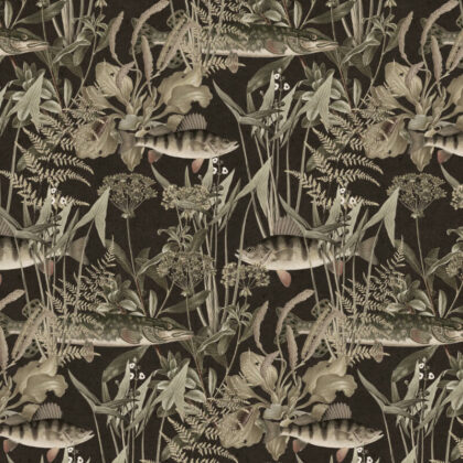 Ciemna sepia retro tapeta ryby rosliny wodne byfoxes