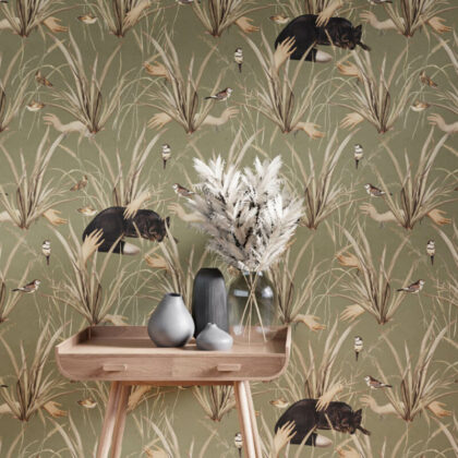 Czarne lisy tapeta vintage premium byfoxes