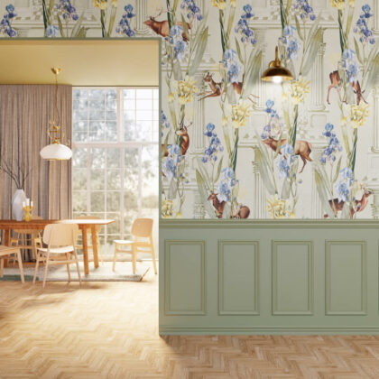 Tapeta oliwkowa modern farmhouse deer light byfoxes