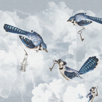 Jasnoniebieska tapeta mural scienny chmurnicy planetnicy